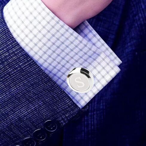 Dannyshi Mens Cufflinks and Studs Tuxedo Shirts Business Wedding Initials Alphabet A-Z Gift Set in Kuwait