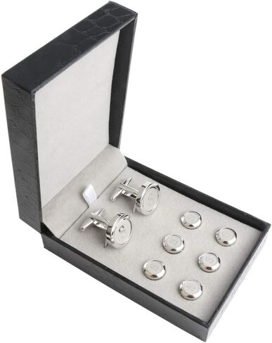 Dannyshi Mens Cufflinks and Studs Tuxedo Shirts Business Wedding Initials Alphabet A-Z Gift Set in Kuwait