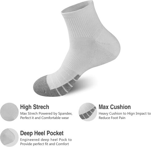 GKX Men's 10 Pairs Cotton Moisture Wicking Cushioned Sole Preformance Training Running Athletic Workout Low Cut Socks in Kuwait