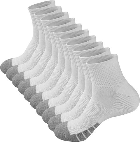 GKX Men's 10 Pairs Cotton Moisture Wicking Cushioned Sole Preformance Training Running Athletic Workout Low Cut Socks in Kuwait