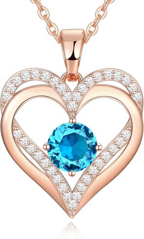 DFUNH 18K Rose Gold Necklaces for Women 925 Sterling Silver Necklace for Girls Birthstone Diamond Pendant Valentines Birthday Anniversary Mother's Day Jewelry Gifts for Her Mom Wife Girlfriends in Kuwait