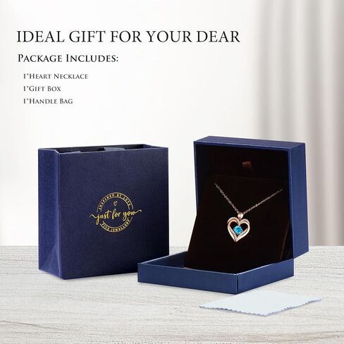 DFUNH 18K Rose Gold Necklaces for Women 925 Sterling Silver Necklace for Girls Birthstone Diamond Pendant Valentines Birthday Anniversary Mother's Day Jewelry Gifts for Her Mom Wife Girlfriends in Kuwait