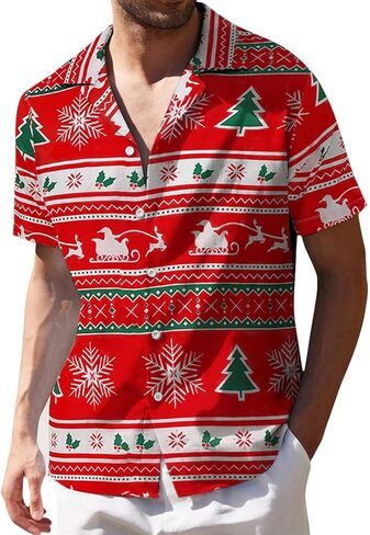 TURETRENDY Men's Hawaiian Shirts Floral Printed Button Down Summer Tropical Holiday Beach Party Shirts in Kuwait