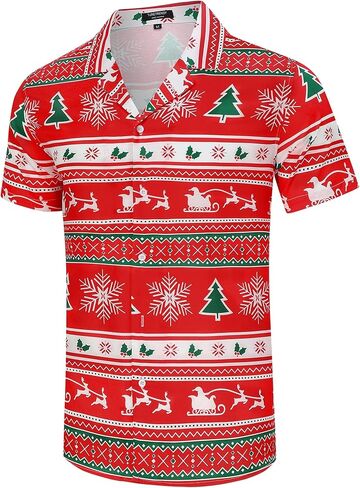 TURETRENDY Men's Hawaiian Shirts Floral Printed Button Down Summer Tropical Holiday Beach Party Shirts in Kuwait