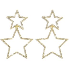 Star Earrings for Women Girls Rhinestone Star Stud Earrings Big pentagram Crystal Earrings Sparkly Star Drop Earrings Charming Jewelry Gifts