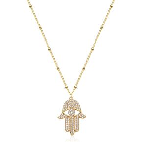 MEVECCO Gold Dainty Evil Eye Necklace for Women 18K Gold Plated Cute Delicate Solitaire Cubic Zirconia Boho Protection Evil Eye Minimalist Simple Necklace Gift