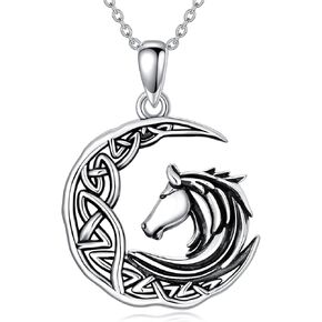 YAFEINI Horseshoe Horse Necklace 925 Sterling Silver Celtic Knot Horse Pendant Lucky Horse Jewelry Gifts for Women Girls…