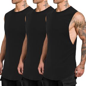 EliteSpirit 3 Pack Mens Muscle Tank Tops Quick Dry Sleeveless Cut Off Shirts Bodybuilding Gym Workout Shirt