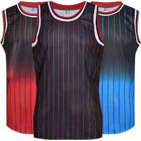 Pullonsy Pack of 3 Men's Basketball Jerseys Mesh Athletic Team Sports Uniforms Hip Hop Shirts Tank Tops