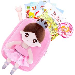 Gloveleya Toddler Backpack Kids Backpack Ballerina Baby Doll Backpack Soft Toy Purple 9"…