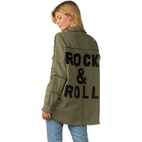 ELAN Rock & Roll Devan Shacket Jacket for Women - Versatile Oversized Long Sleeve Utility-Style Womens Shacket