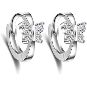 925 Sterling Silver Hoop Earrings for Women Teen Girls | Small Zircon Inlay Hoops Stud Earring Fashion Jewelry Gift in Saudi Arabia