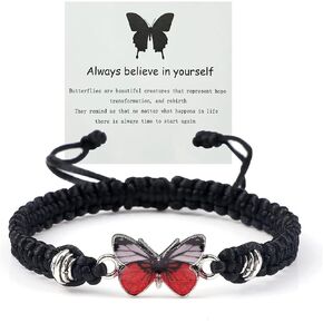 Always Believe in Yourself Butterfly Bracelet--Adjustable String Butterfly Bracelets,Adjustable Hand Woven Bracelets,Always Believe in Yourself Butterfly Bracelet for Teen Girls,Cute Butterfly Charm Bracelets Valentine's Day Gift for her,Friendship Couple in Kuwait