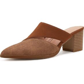 Syktkmx Women's Cutout Backless Mules Slip On Closed Toe Chunky Stacked Heeled Sandals in Saudi Arabia
