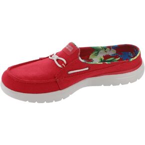Skechers Women's On-The-go Flex Canvas Mule Boat Shoe | Casual, Canvas Boat Shoe, Air-Cooled Goga Mat, Ultra Go, Machine Washable, Vegan in Kuwait