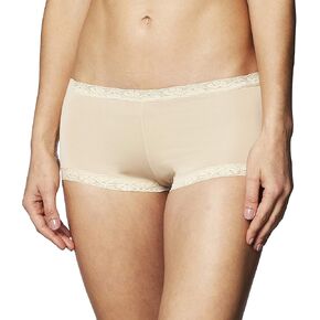 Maidenform Women's One Fab Fit Boyshorts, Low-Rise Fit Microfiber Boyshort Panties with Lace