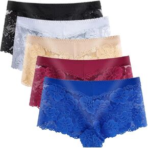 SHISUTA 5 قطع من الملابس الداخلية النسائية، مقاس عادي وكبير، سراويل داخلية قصيرة من الدانتيل، سراويل داخلية مثيرة من الحرير in Kuwait