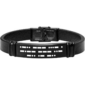 Morse Code Leather Bracelet for Men Secret Code Engraved Bracelet for Boyfriend Father Husband for Him Hidden Message Bracelet in Saudi Arabia