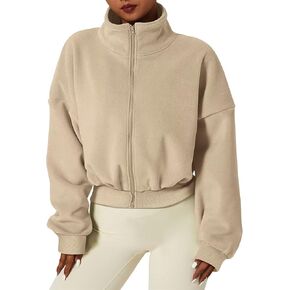 سترة شتوية نسائية من الصوف من Ovanviso بسحاب كامل وياقة قصيرة وأكمام طويلة in Kuwait