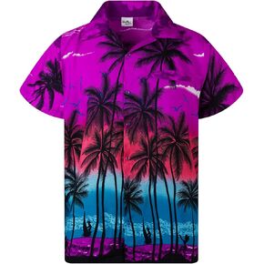 KING KAMEHA Funky Casual Hawaiian Shirt Kids Boys Girls Pocket Very Loud Shortsleeve Unisex Beach Print 2-14 Years in Kuwait