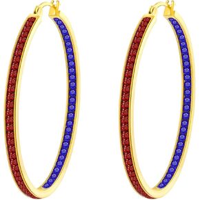 weinuo 2 Inch Stunning Stainless Steel Multi-colors Cubic Zirconia Hoop Earring for Women Hypoallergenic Jewelry for Sensitive Ears Large Big Hoop Earrings 50MM