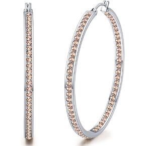 weinuo 2 Inch Stunning Stainless Steel Multi-colors Cubic Zirconia Hoop Earring for Women Hypoallergenic Jewelry for Sensitive Ears Large Big Hoop Earrings 50MM in Kuwait
