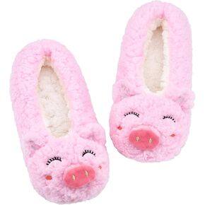 Panda Bros Women's Animal Slipper Socks, Non-Slip Gripper House Shoes | Cute cartoon character design paired with thick warm lining, anti-slip bottom grips ensure secure indoor walking in Saudi Arabia