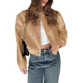 Zontroldy Women's Casual Long Sleeve Varsity Jacket Cropped Bomber Jackets Y2k Streetwear in Kuwait