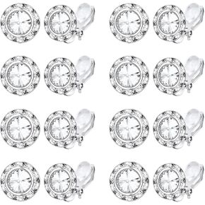 NEWITIN 8 Pairs Clip On Earrings for Women Crystal Earrings Inlaid Cubic Zirconia Earrings Charming Fashion Earrings Non Piercing Clip on Earrings for Girls