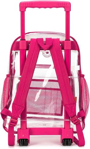 K-Cliffs Rolling Clear Backpack Heavy Duty Bookbag Quality See Through Workbag Travel Daypack Transparent School Book Bags w/Wheels in Saudi Arabia