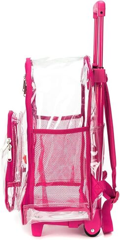 K-Cliffs Rolling Clear Backpack Heavy Duty Bookbag Quality See Through Workbag Travel Daypack Transparent School Book Bags w/Wheels in Saudi Arabia
