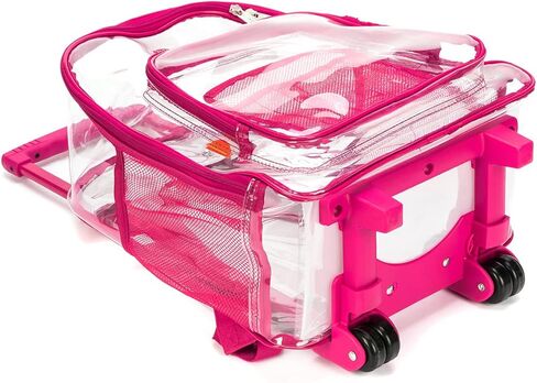 K-Cliffs Rolling Clear Backpack Heavy Duty Bookbag Quality See Through Workbag Travel Daypack Transparent School Book Bags w/Wheels in Saudi Arabia