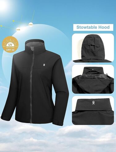 Little Donkey Andy Women's Waterproof Rain Jacket Lightweight Windbreaker Breathable Raincoat with Hood for Outdoor Hiking in Kuwait