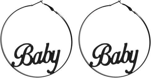 Boho Letters Hoop Earrings Big Hoop Metal Earrings Stud Dainty Baby Letters Drop Dangle Earrings Statement Body Jewelry for Women Girls (Gold) in Kuwait