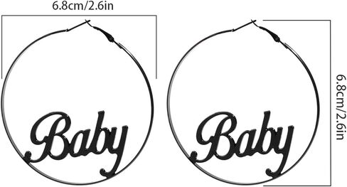 Boho Letters Hoop Earrings Big Hoop Metal Earrings Stud Dainty Baby Letters Drop Dangle Earrings Statement Body Jewelry for Women Girls (Gold) in Kuwait