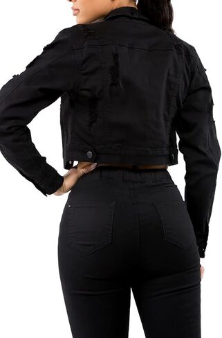 سترة نسائية كلاسيكية أساسية كاجوال من قماش الدنيم بأزرار سفلية من Love Moda in Kuwait