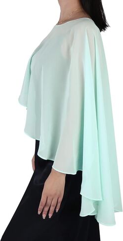 Sheer Chiffon Capes Soft Capelets for Women, Lightweight Shawls and Wraps for Evening Party Dress Cover Up in Kuwait