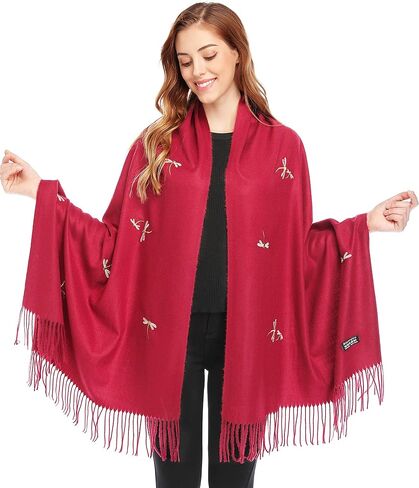 Bienvenu Dragonfly Detail Large Women Soft Cashmere Wool Wraps Shawls Stole Scarf in Saudi Arabia