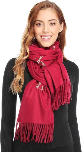 Bienvenu Dragonfly Detail Large Women Soft Cashmere Wool Wraps Shawls Stole Scarf in Saudi Arabia