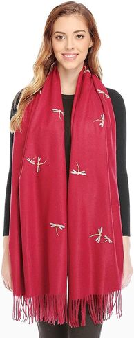 Bienvenu Dragonfly Detail Large Women Soft Cashmere Wool Wraps Shawls Stole Scarf in Saudi Arabia