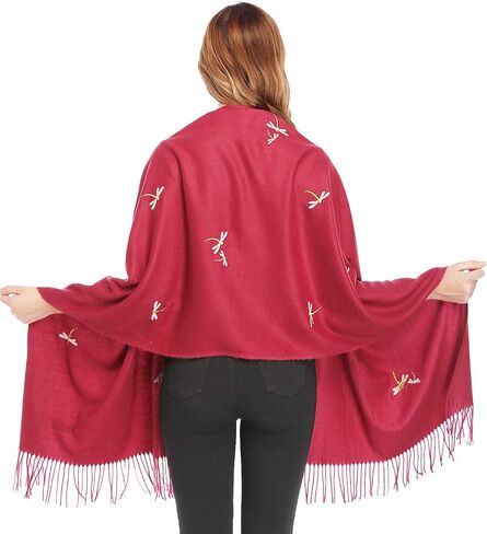 Bienvenu Dragonfly Detail Large Women Soft Cashmere Wool Wraps Shawls Stole Scarf in Saudi Arabia