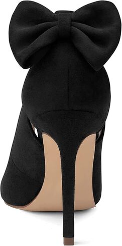 Carcuume Womens High Heels Bow Tie Back Lace Strappy High Heels Wedding Dress Shoes Sexy Close Toe Stiletto Sandals Heels Ankle Strap D'Orsay Pumps in Kuwait