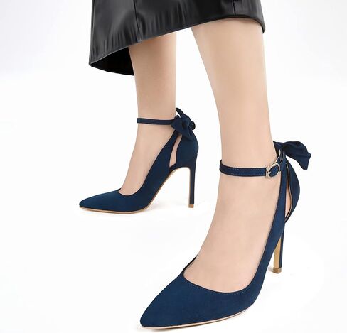 Carcuume Womens High Heels Bow Tie Back Lace Strappy High Heels Wedding Dress Shoes Sexy Close Toe Stiletto Sandals Heels Ankle Strap D'Orsay Pumps in Kuwait