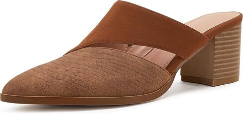 Syktkmx Women's Cutout Backless Mules Slip On Closed Toe Chunky Stacked Heeled Sandals in Saudi Arabia