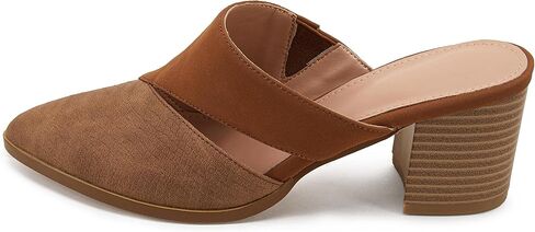 Syktkmx Women's Cutout Backless Mules Slip On Closed Toe Chunky Stacked Heeled Sandals in Saudi Arabia