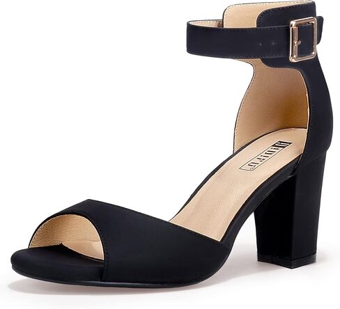 IDIFU Women's Candie-MI Peep Toe Low Block Heels Sandals Ankle Strap Comfy Chunky Wedding Dress Shoes in Kuwait