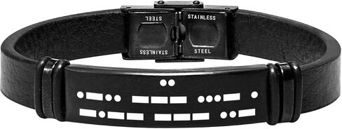 Morse Code Leather Bracelet for Men Secret Code Engraved Bracelet for Boyfriend Father Husband for Him Hidden Message Bracelet in Kuwait