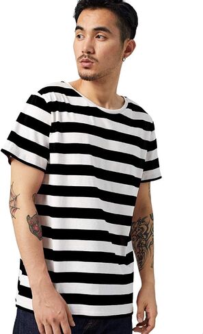 Striped T Shirt for Men Sailor Tee Red White Black Blue Stripes Top Summer Beach in Kuwait