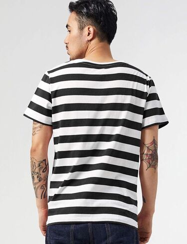 Striped T Shirt for Men Sailor Tee Red White Black Blue Stripes Top Summer Beach in Kuwait