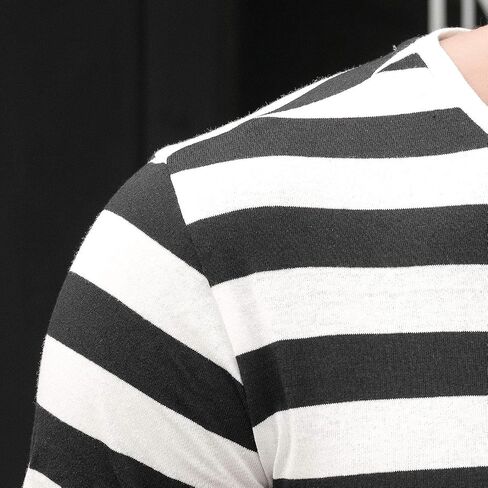 Striped T Shirt for Men Sailor Tee Red White Black Blue Stripes Top Summer Beach in Kuwait